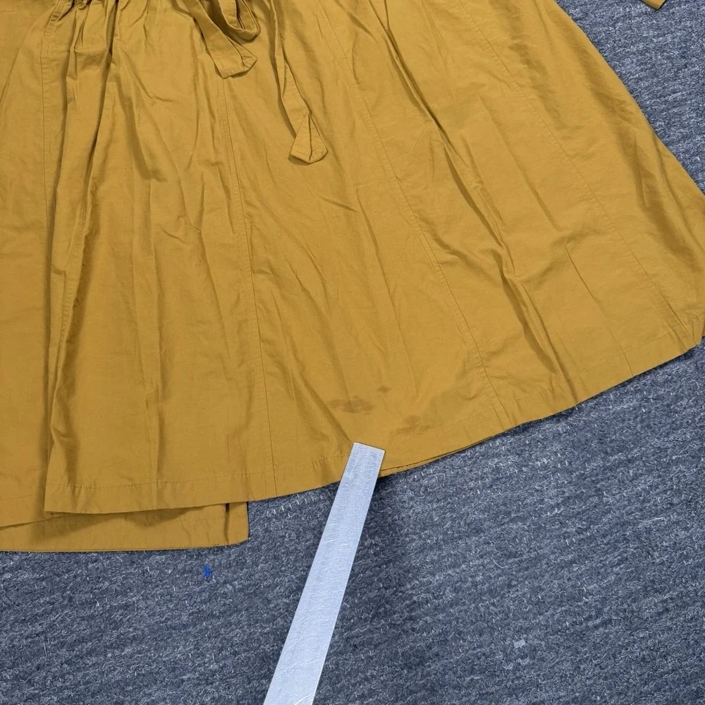 Eileen Fisher Cascade Collar Trench Coat Women Large Gold Tie Waist Nylon Cotton